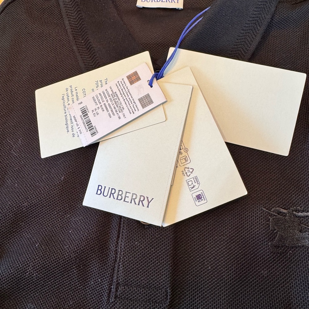 NWT Burberry Black Long Sleeve Cotton Shirt with small cuts in sleeve - Picture 3 of 16